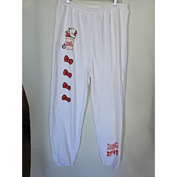 Hello Kitty Pants - Hello Kitty Collab Nissin Cup Of Noddles Sweatpants Joggers Racing Pants Large